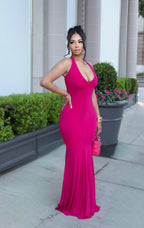 Majestic Plunge Maxi Dress | Magenta