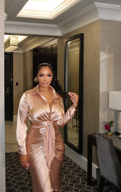 Falling For You Midi Dress | Champagne