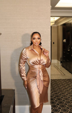 Falling For You Midi Dress | Champagne