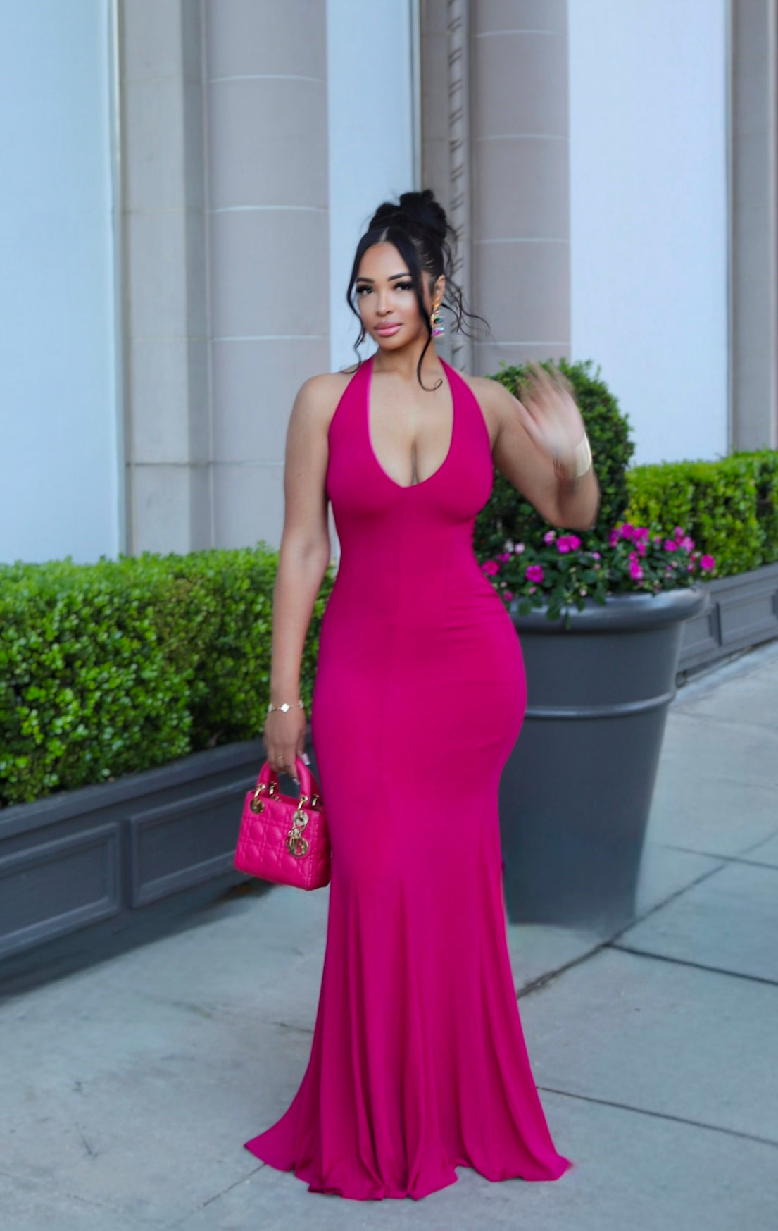 Majestic Plunge Maxi Dress | Magenta Small Majestic Plunge Maxi Dress | Magenta Small