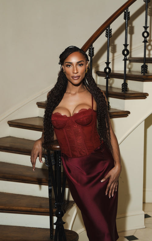 Appeal Lace Bustier Top | Burgundy